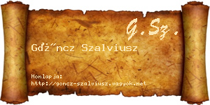 Göncz Szalviusz névjegykártya